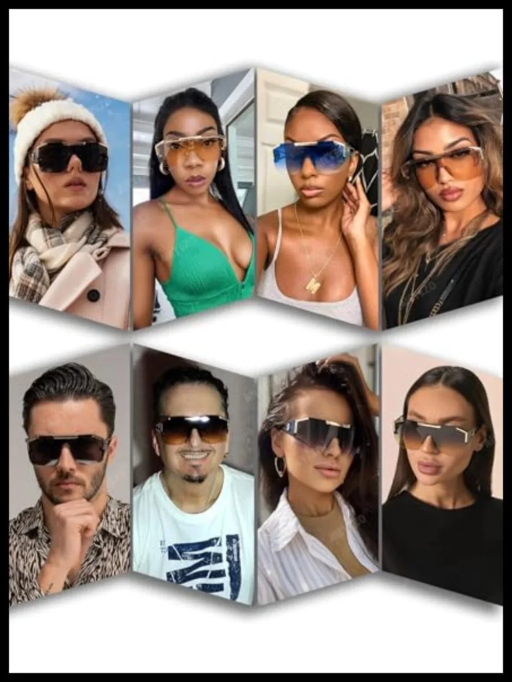 Oversized Square Sunglasses Flat Top Shield UV Protection Unisex